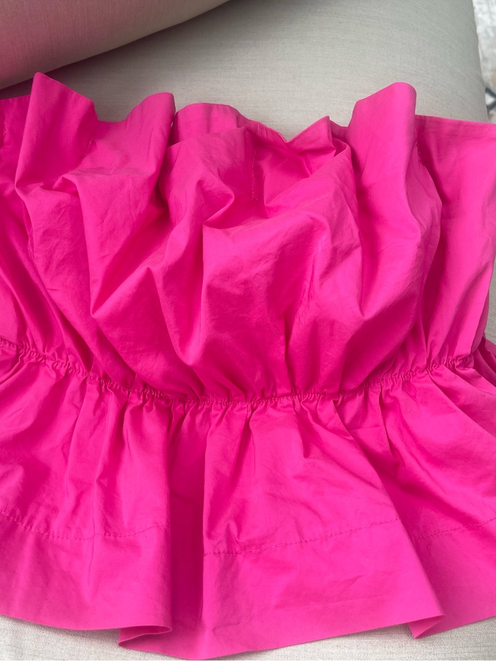 Bright Hot Pink Strapless Ruffle Top - Picture 1 of 4
